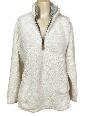 Katydid Ivory Faux Fur Sherpa Quarter Zip Pullover Small